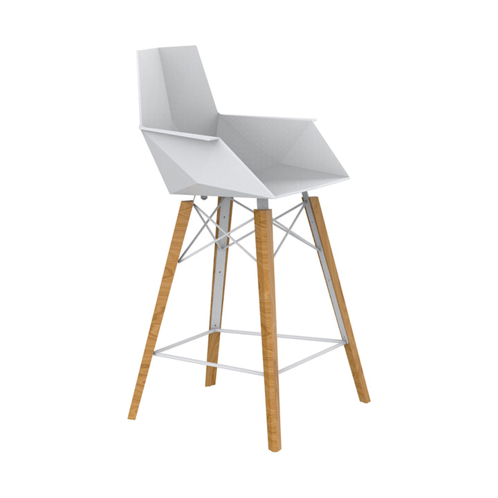 Faz Wood Stool with Arms (Set of 4) Outdoor Vondom White Wood 2 Counter: 24.75 in height