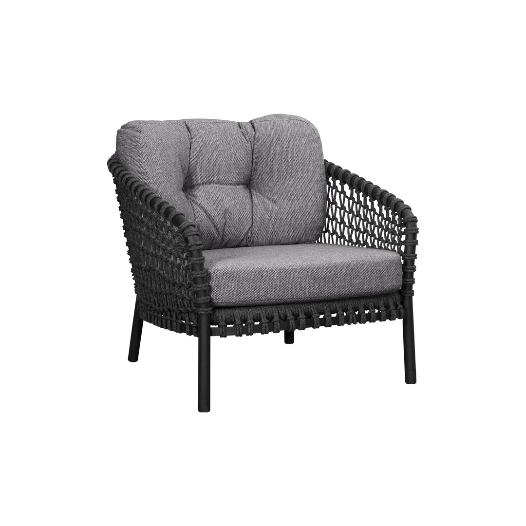 Ocean Outdoor Lounge Chair Outdoor Chairs Cane-line Dark Grey Cane-Line Soft Rope Chair with Dark Grey Cane-Line Wove Cushion