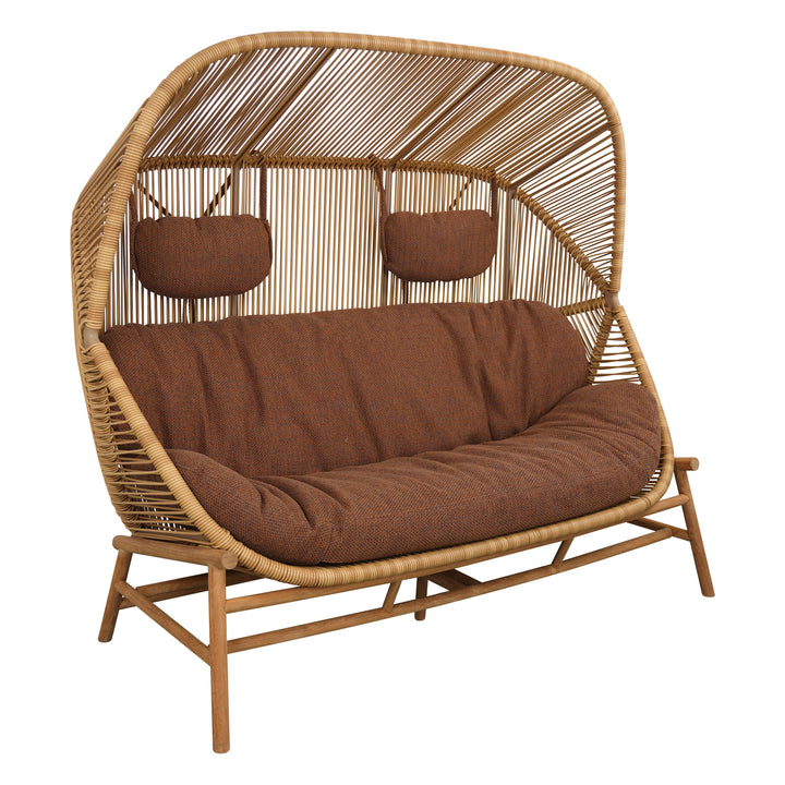 Hive Outdoor 2-Seater Sofa with Teak Base Outdoor Sofas Cane-line Umber Brown Cane-Line Rise
