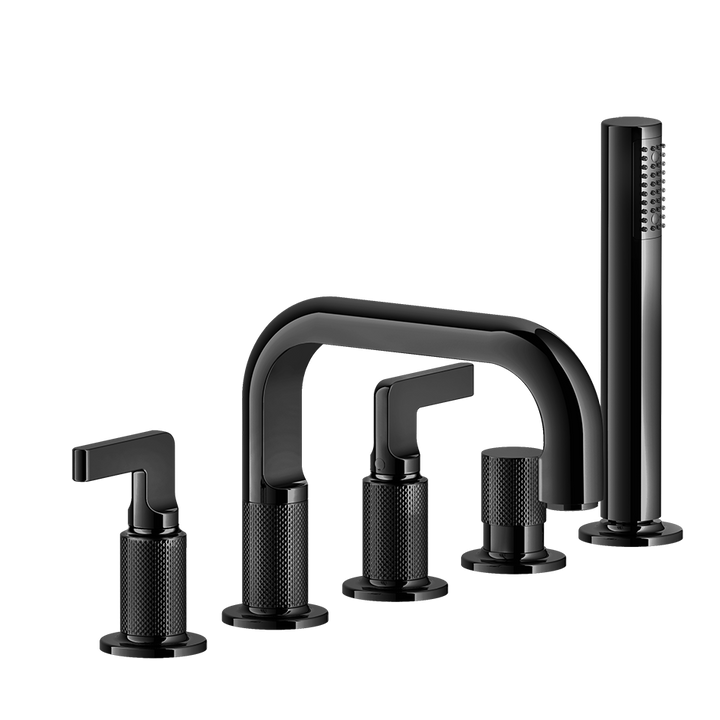 Inciso Roman Tub Set With Handshower - 58040 Bathroom Accessories GESSI Black Metal PVD