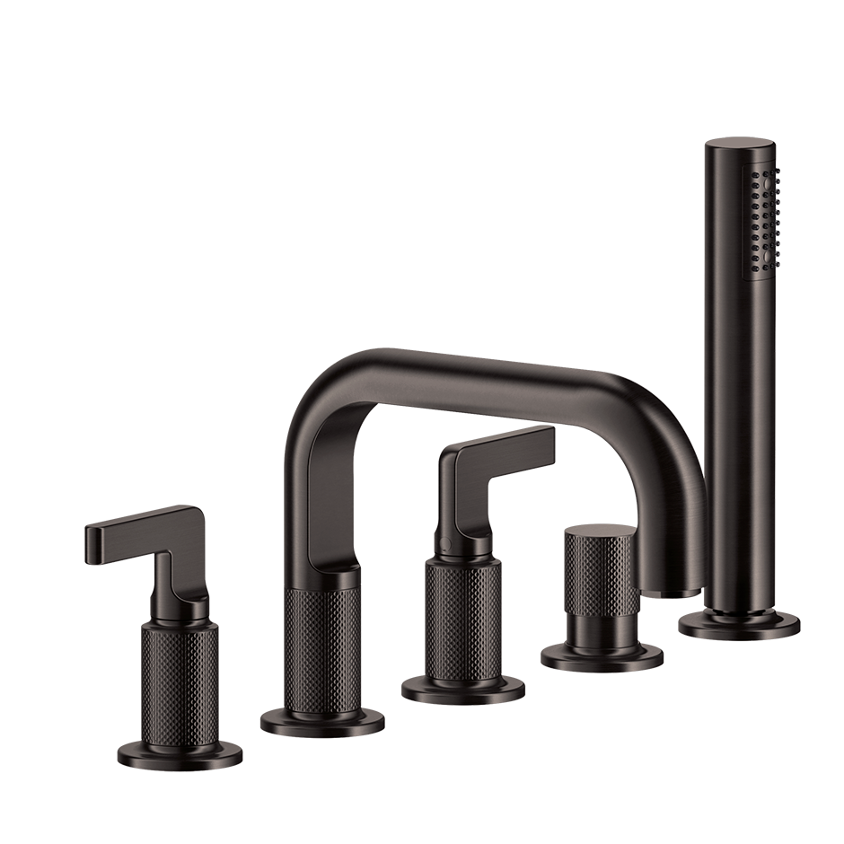 Inciso Roman Tub Set With Handshower - 58040 Bathroom Accessories GESSI Black Metal Brushed PVD