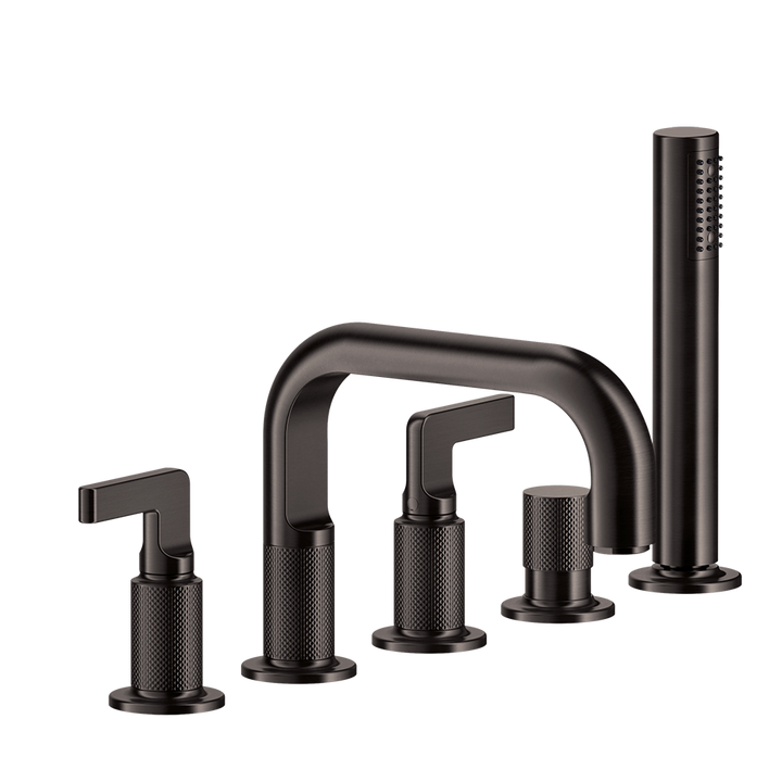 Inciso Roman Tub Set With Handshower - 58040 Bathroom Accessories GESSI Black Metal Brushed PVD