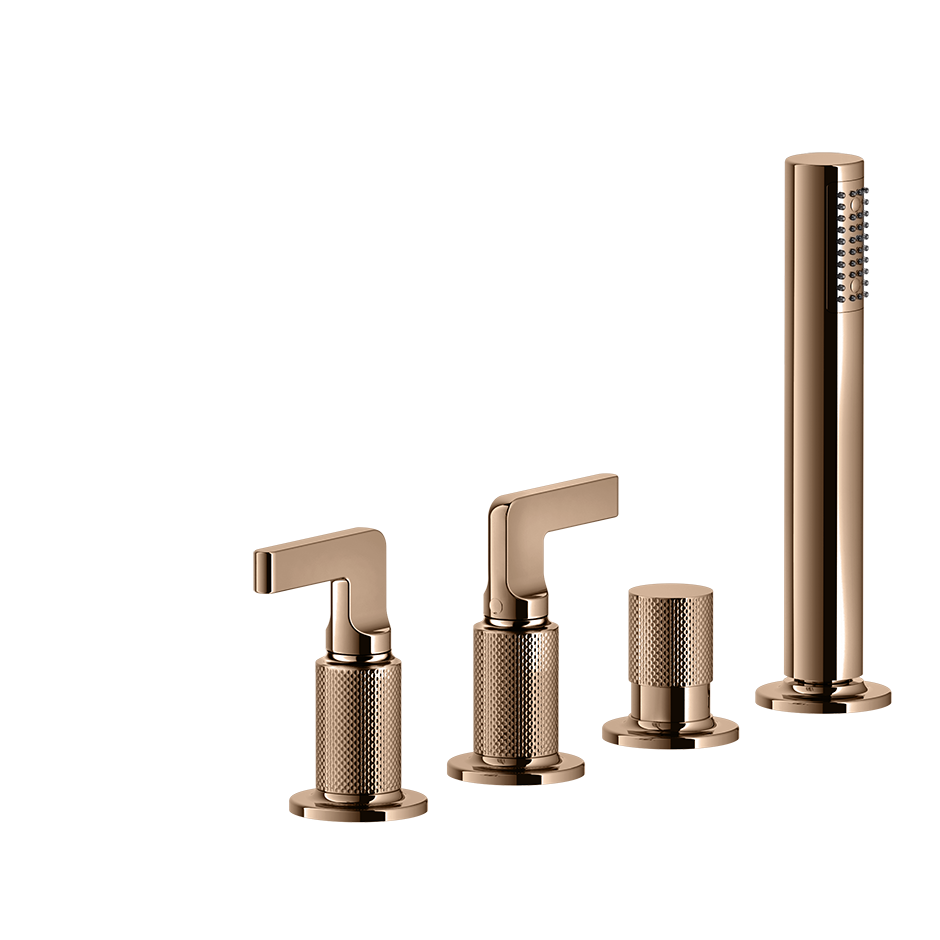 Inciso Tub Faucet Handles With Handshower - 58043 Bathroom Accessories GESSI Copper PVD