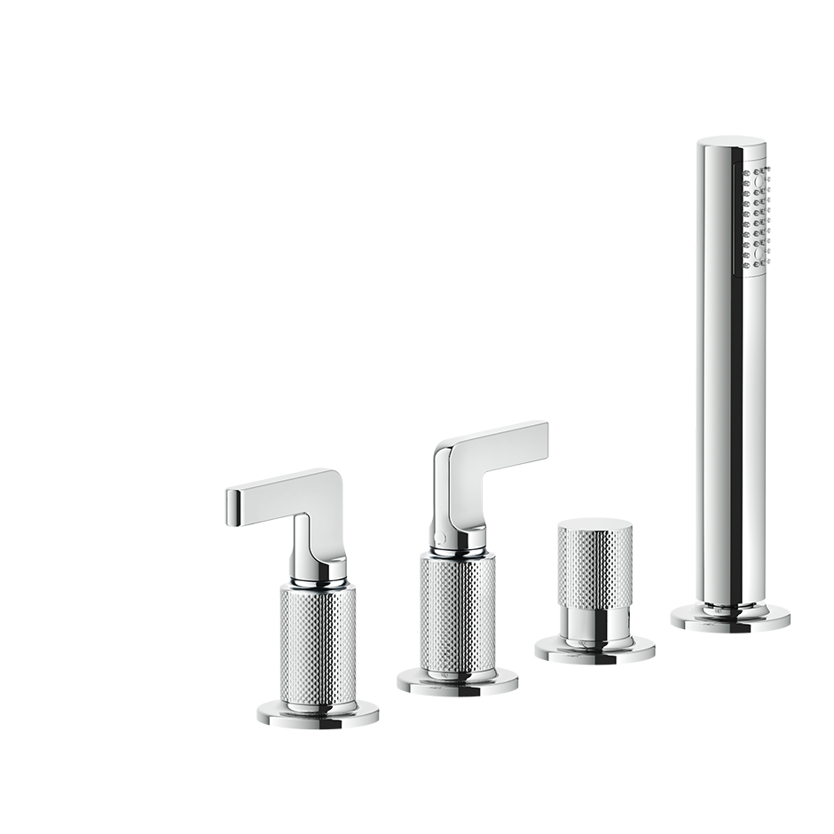 Inciso Tub Faucet Handles With Handshower - 58043 Bathroom Accessories GESSI Chrome