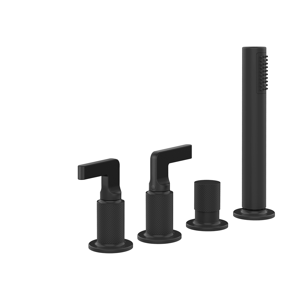 Inciso Tub Faucet Handles With Handshower - 58043 Bathroom Accessories GESSI Matte Black