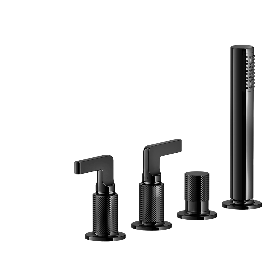 Inciso Tub Faucet Handles With Handshower - 58043 Bathroom Accessories GESSI Black Metal PVD