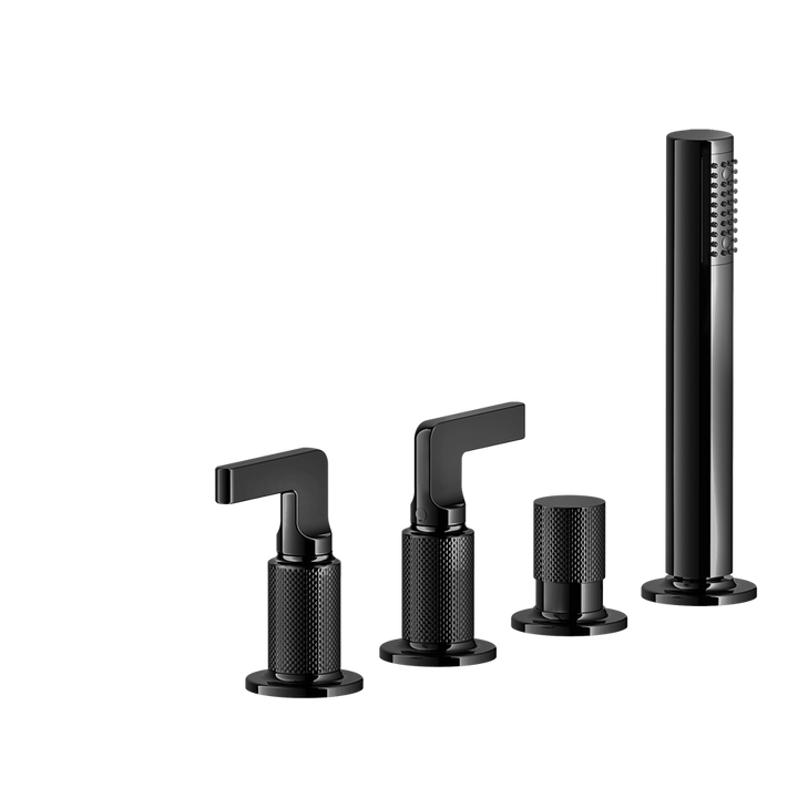 Inciso Tub Faucet Handles With Handshower - 58043 Bathroom Accessories GESSI Black Metal PVD