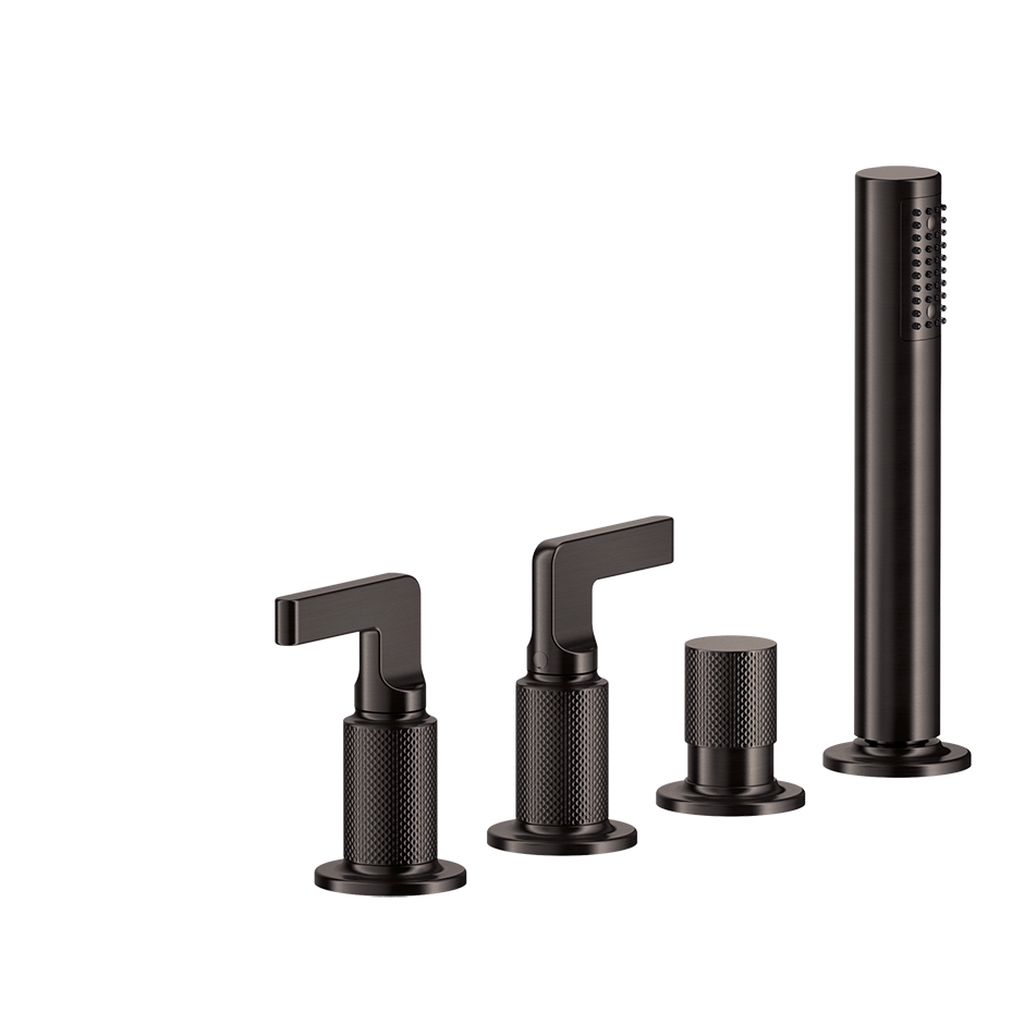Inciso Tub Faucet Handles With Handshower - 58043 Bathroom Accessories GESSI Black Metal Brushed PVD
