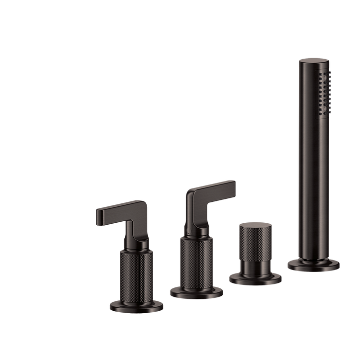 Inciso Tub Faucet Handles With Handshower - 58043 Bathroom Accessories GESSI Black Metal Brushed PVD