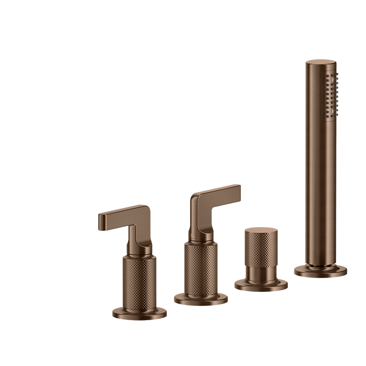 Inciso Tub Faucet Handles With Handshower - 58043 Bathroom Accessories GESSI Copper Brushed PVD