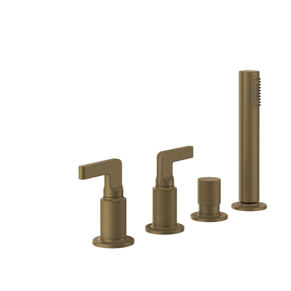 Inciso Tub Faucet Handles With Handshower - 58043 Bathroom Accessories GESSI Antique Brass