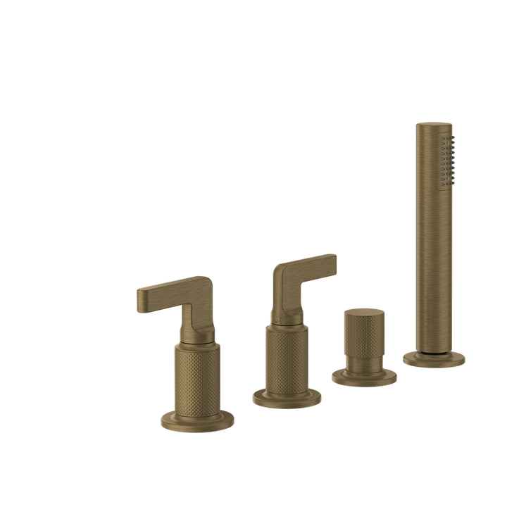 Inciso Tub Faucet Handles With Handshower - 58043 Bathroom Accessories GESSI Antique Brass