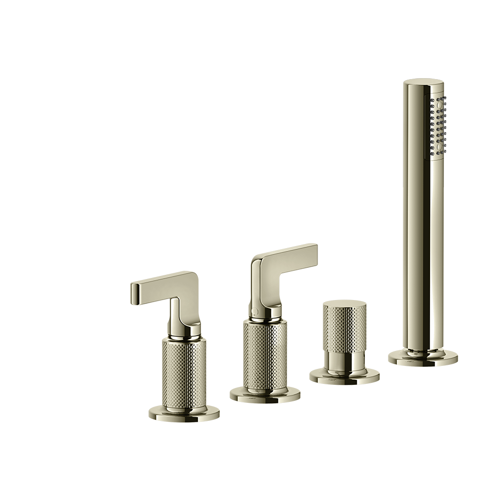 Inciso Tub Faucet Handles With Handshower - 58043 Bathroom Accessories GESSI Nickel PVD