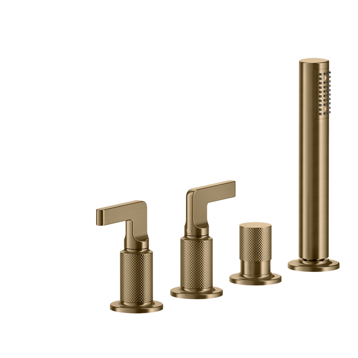Inciso Tub Faucet Handles With Handshower - 58043 Bathroom Accessories GESSI Warm Bronze Brushed PVD