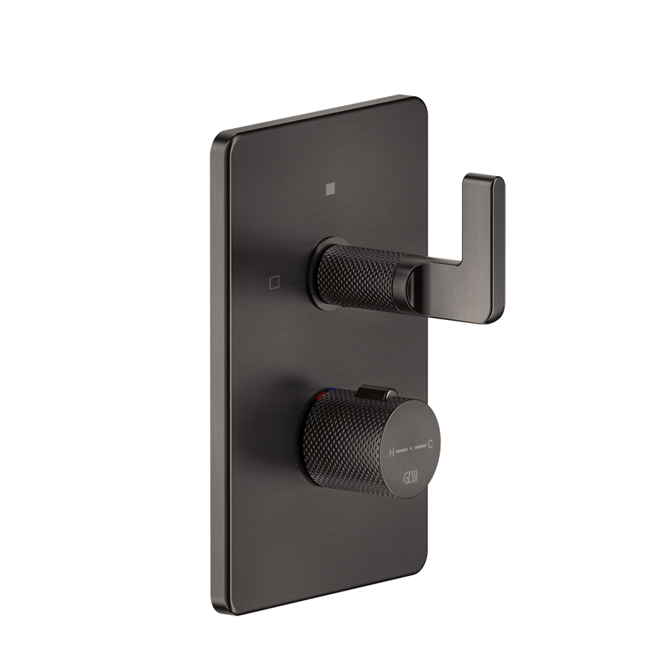 Inciso 2-Way Thermostatic Diverter And Volume Control Trim - 58134 Bathroom Accessories GESSI Black Metal Brushed PVD