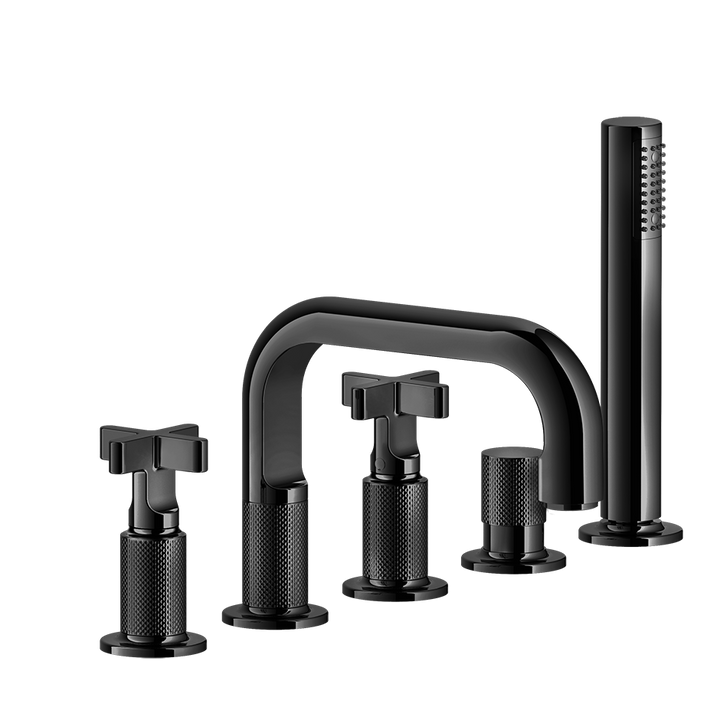 Inciso Roman Tub Set With Handshower - 58140 Bathroom Accessories GESSI Black Metal PVD