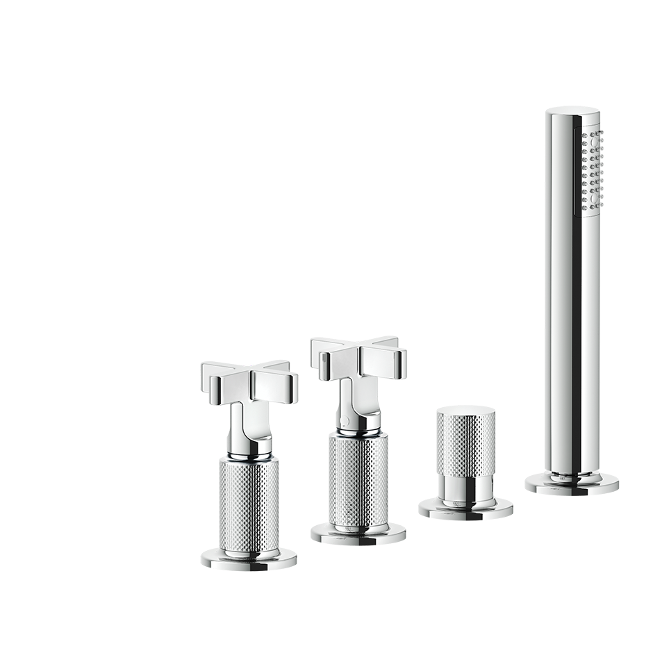 Inciso Tub Faucet Handles With Handshower - 58143 Bathroom Accessories GESSI Chrome