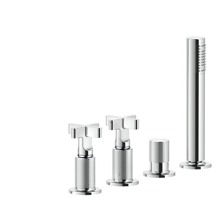 Inciso Tub Faucet Handles With Handshower - 58143 Bathroom Accessories GESSI Chrome