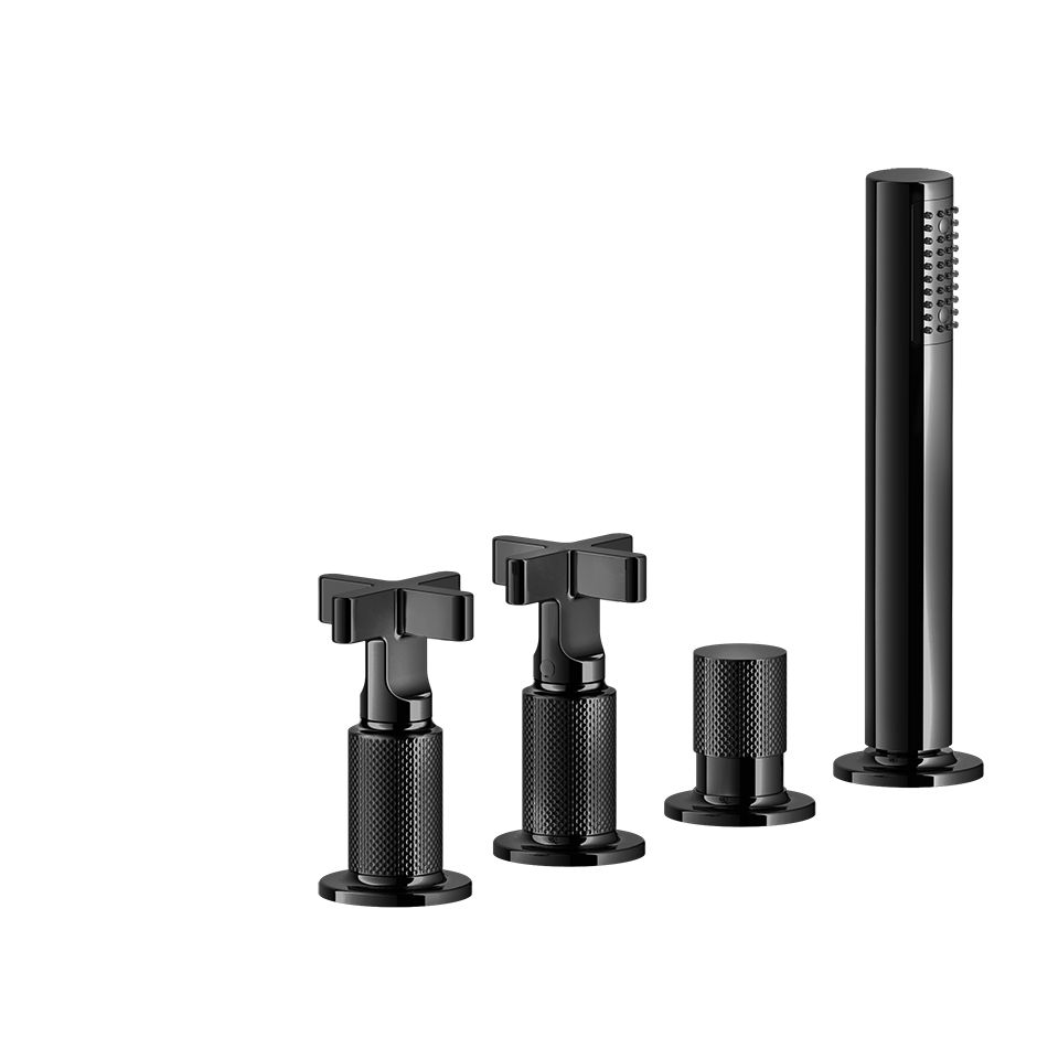 Inciso Tub Faucet Handles With Handshower - 58143 Bathroom Accessories GESSI Black Metal PVD