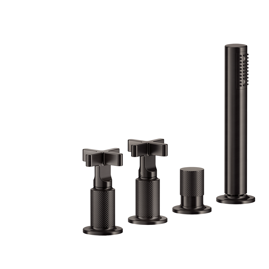 Inciso Tub Faucet Handles With Handshower - 58143 Bathroom Accessories GESSI Black Metal Brushed PVD