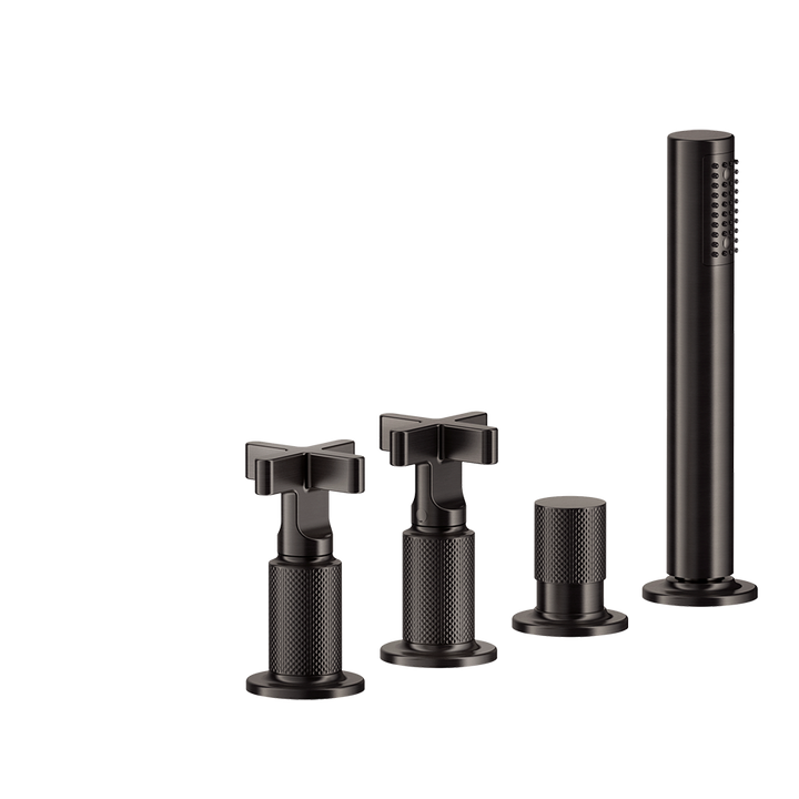 Inciso Tub Faucet Handles With Handshower - 58143 Bathroom Accessories GESSI Black Metal Brushed PVD