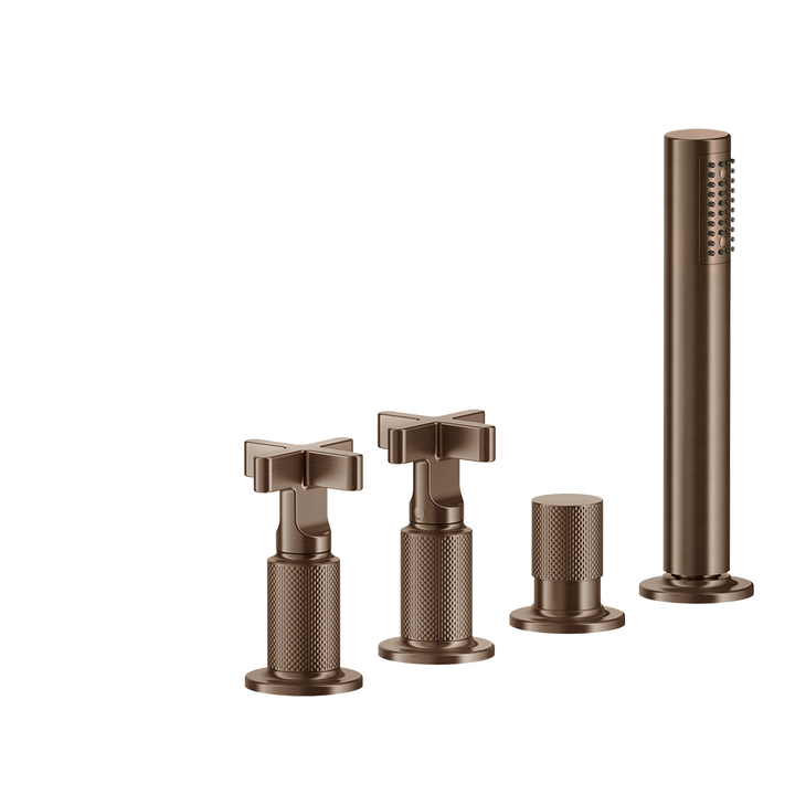 Inciso Tub Faucet Handles With Handshower - 58143 Bathroom Accessories GESSI Copper Brushed PVD