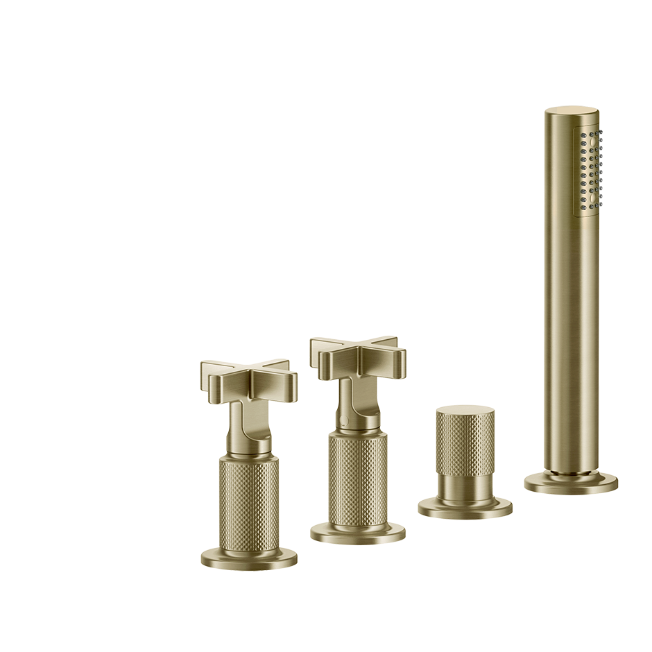 Inciso Tub Faucet Handles With Handshower - 58143 Bathroom Accessories GESSI Brass Brushed PVD