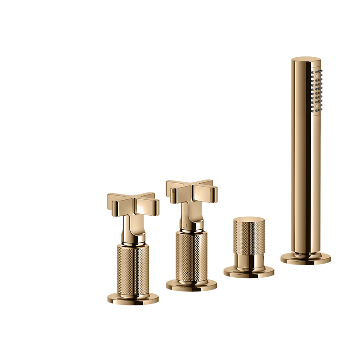 Inciso Tub Faucet Handles With Handshower - 58143 Bathroom Accessories GESSI Warm Bronze PVD