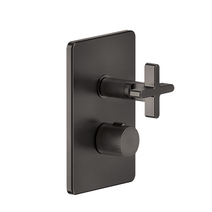 Inciso 3-Way Thermostatic Diverter Trim With Volume Control - 58236 Bathroom Accessories GESSI Black Metal Brushed PVD