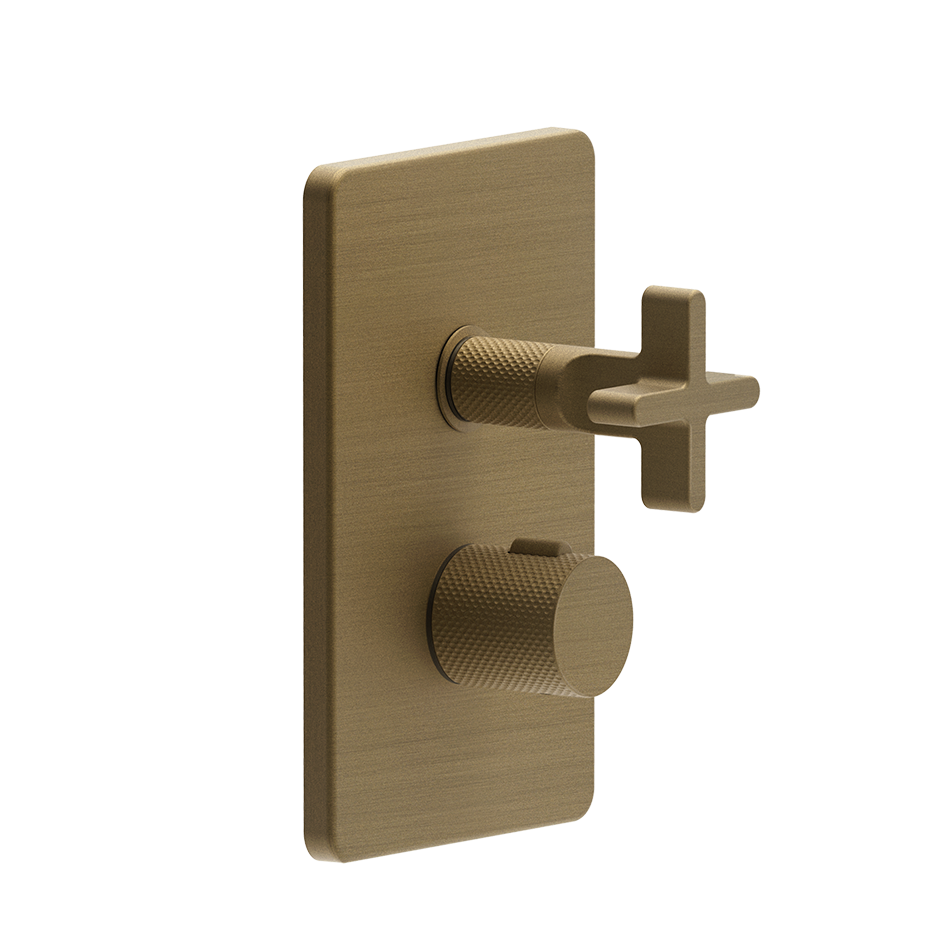 Inciso 3-Way Thermostatic Diverter Trim With Volume Control - 58236 Bathroom Accessories GESSI Antique Brass