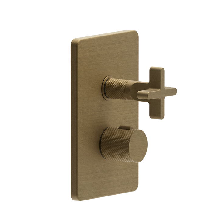 Inciso 3-Way Thermostatic Diverter Trim With Volume Control - 58236 Bathroom Accessories GESSI Antique Brass