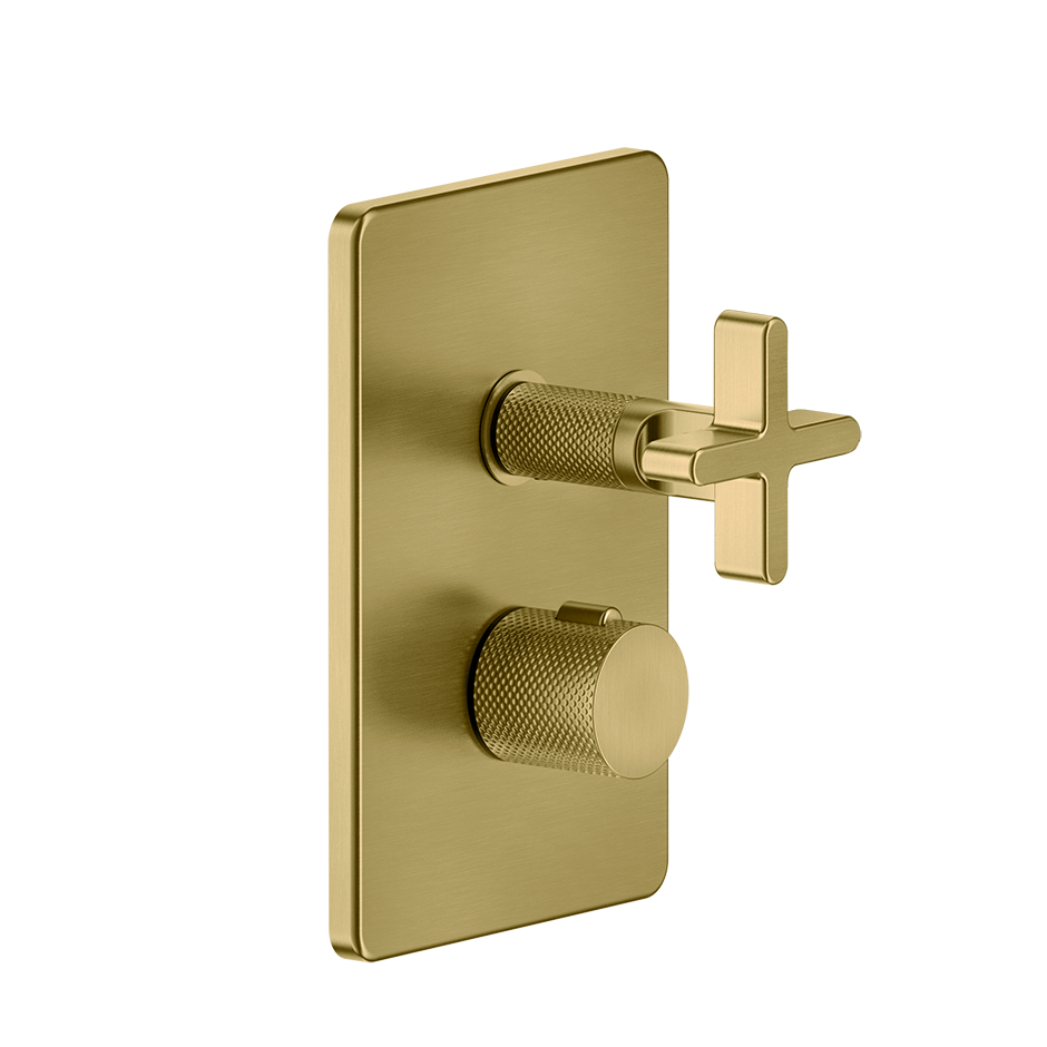 Inciso 3-Way Thermostatic Diverter Trim With Volume Control - 58236 Bathroom Accessories GESSI Gold Brushed PVD