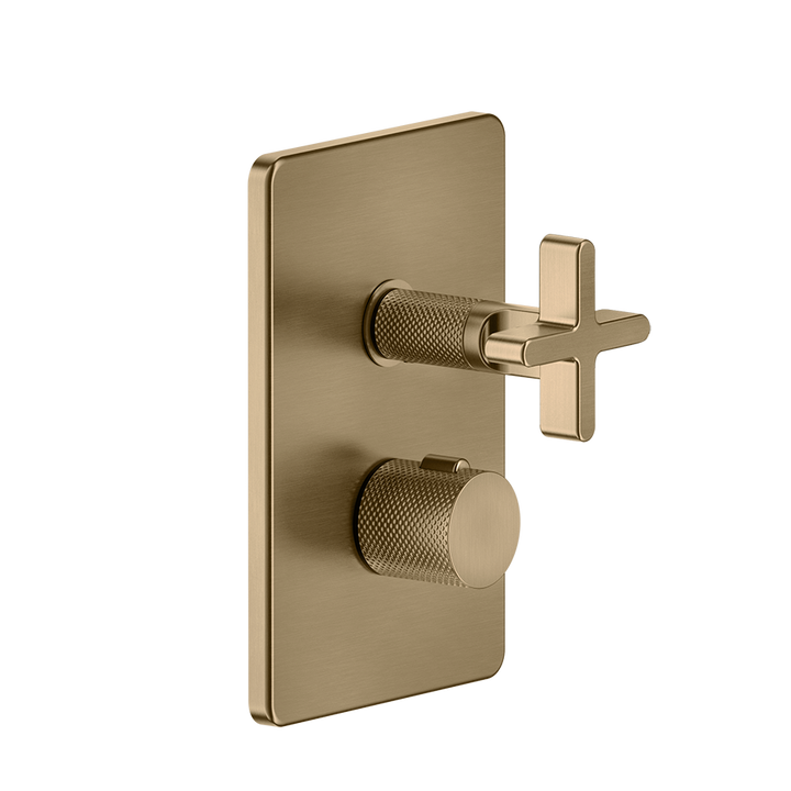Inciso 3-Way Thermostatic Diverter Trim With Volume Control - 58236 Bathroom Accessories GESSI Warm Bronze Brushed PVD