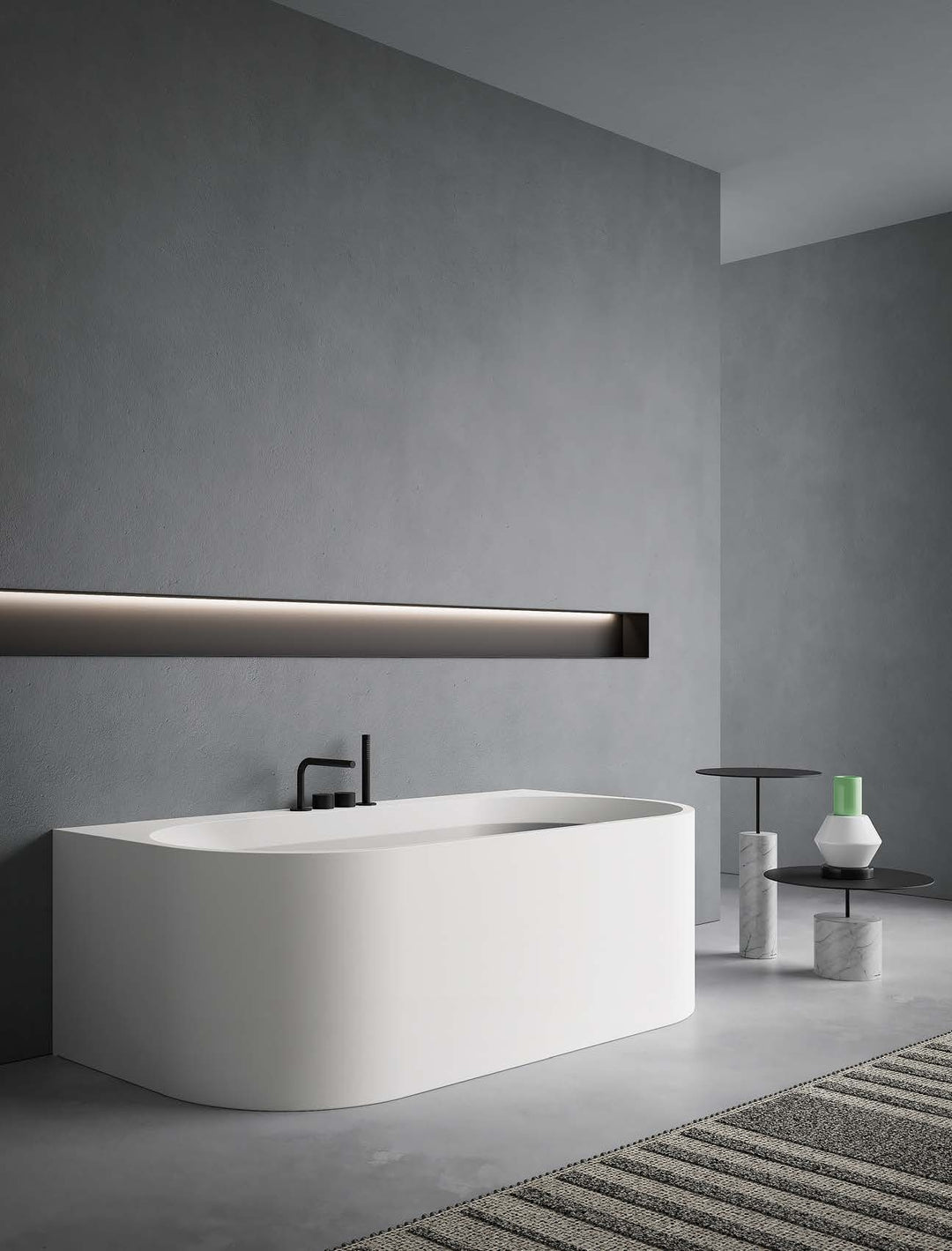 OASI Rectangular Bathtub with Two Rounded Edge Bathtub Antonio Lupi