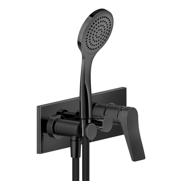 Rilievo External parts for two-way built-in shower mixer with automatic diverter, wate - 59140 Built In Parts GESSI Black Metal PVD