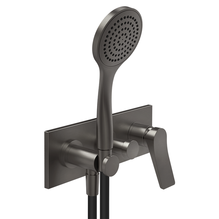 Rilievo External parts for two-way built-in shower mixer with automatic diverter, wate - 59140 Built In Parts GESSI Black Metal Brushed PVD