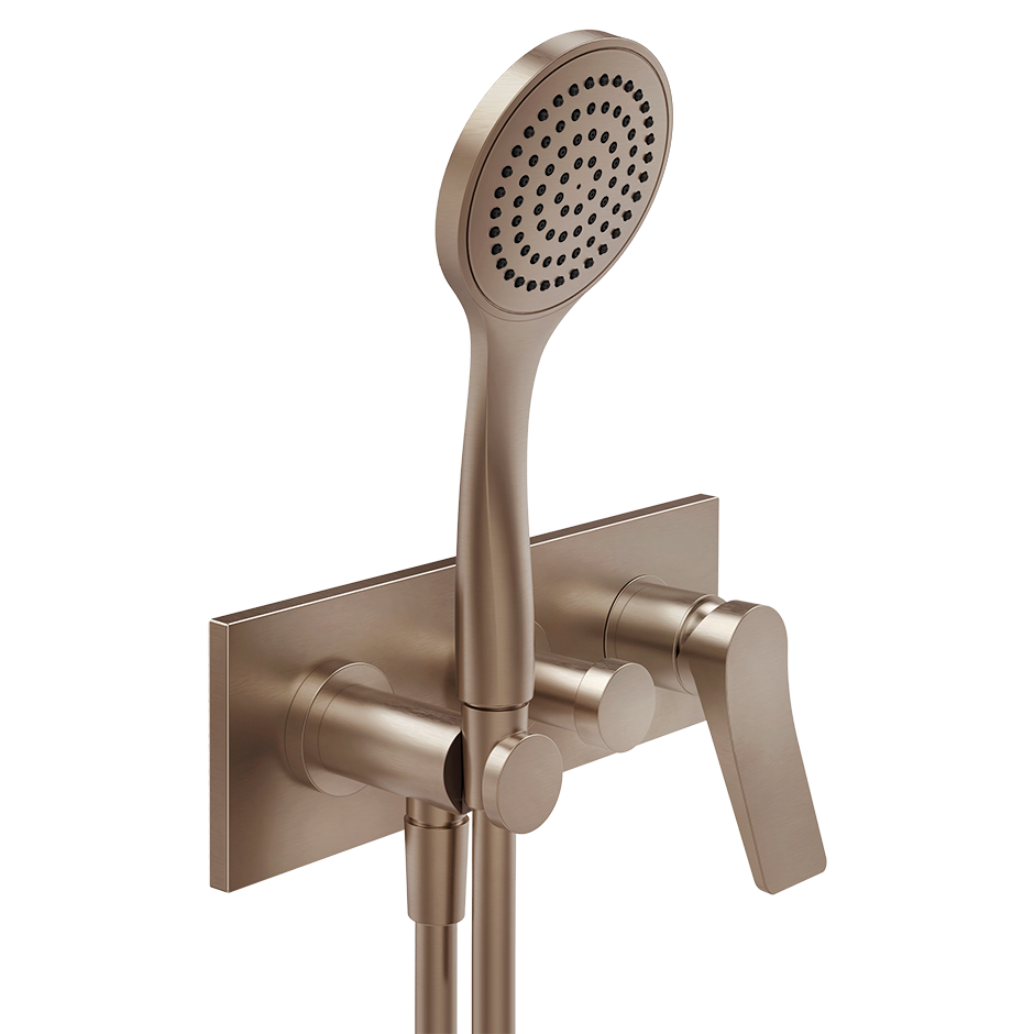 Rilievo External parts for two-way built-in shower mixer with automatic diverter, wate - 59140 Built In Parts GESSI Copper Brushed PVD