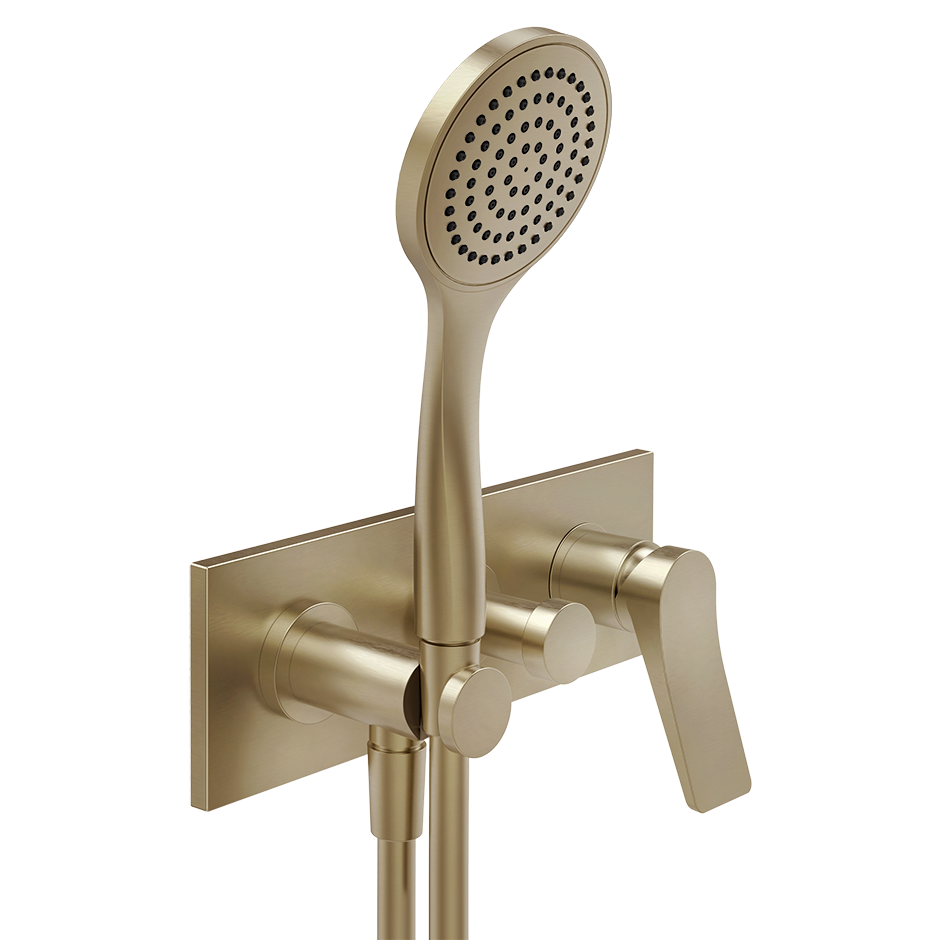 Rilievo External parts for two-way built-in shower mixer with automatic diverter, wate - 59140 Built In Parts GESSI Warm Bronze Brushed PVD