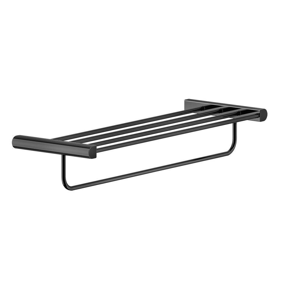 Rilievo Shelf With Towel Holder - 59407 Bathroom Accessories GESSI Black Metal PVD