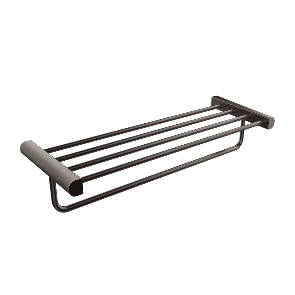 Rilievo Shelf With Towel Holder - 59407 Bathroom Accessories GESSI Black Metal Brushed PVD