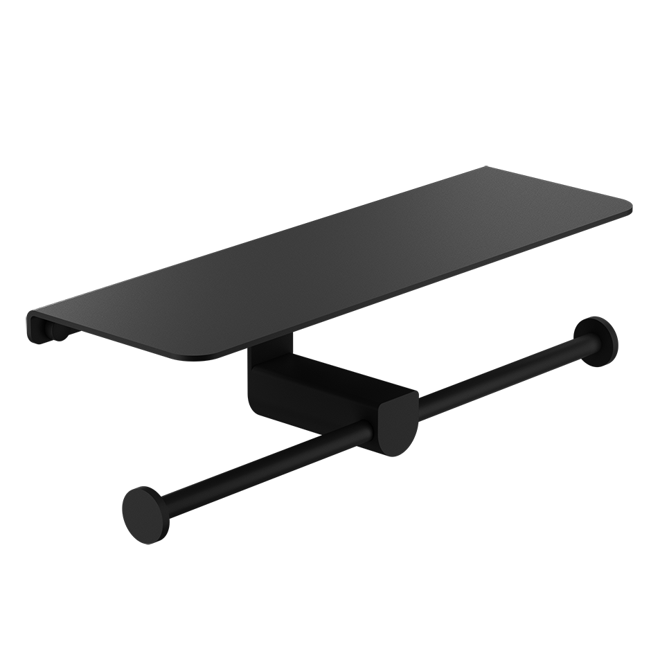 Rilievo Double Tissue Holder With Cover - 59450 Bathroom Accessories GESSI Matte Black