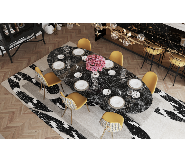 Pietra Oval Xl Nero Marquina Dining Table  Boca Do Lobo   