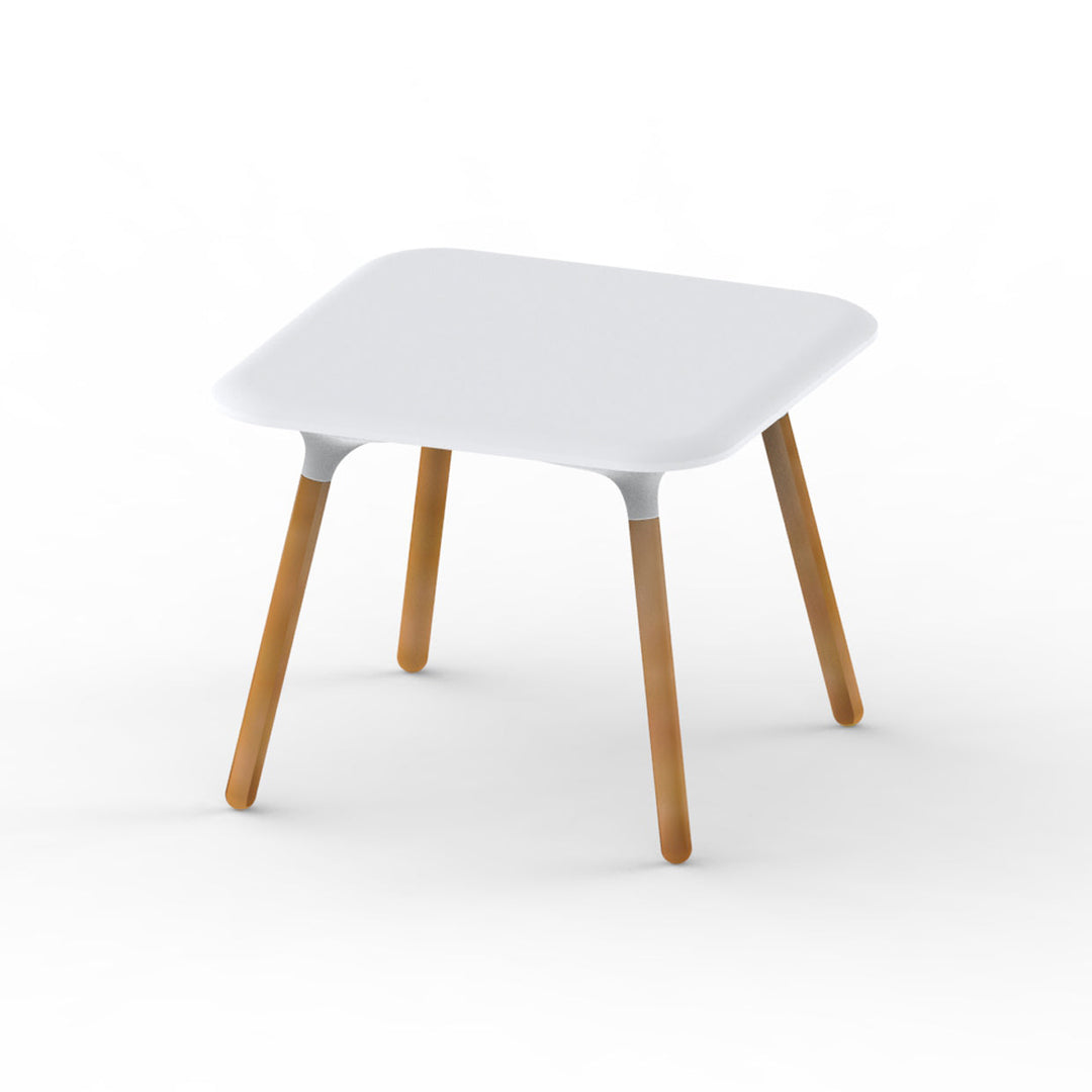 Sloo Table - Iroko Wood Legs Outdoor Vondom Basic White Small 