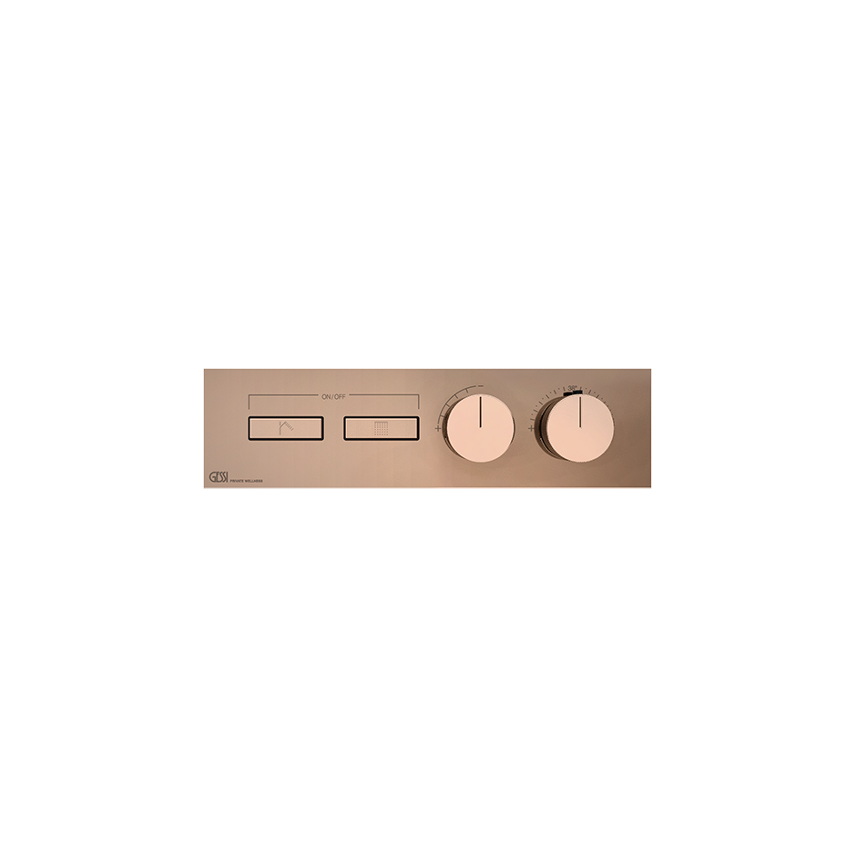 HI-FI Thermostatic Trim For Two Simultaneous Functions With Push Button On/Off Controls Showers GESSI Copper PVD