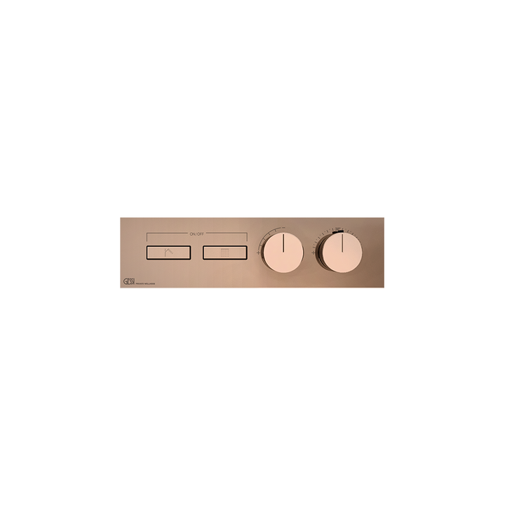 HI-FI Thermostatic Trim For Two Simultaneous Functions With Push Button On/Off Controls Showers GESSI Copper PVD