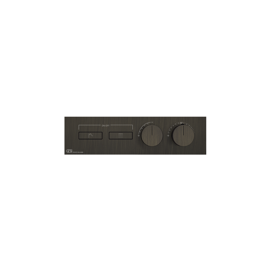 HI-FI Thermostatic Trim For Two Simultaneous Functions With Push Button On/Off Controls Showers GESSI Aged Bronze