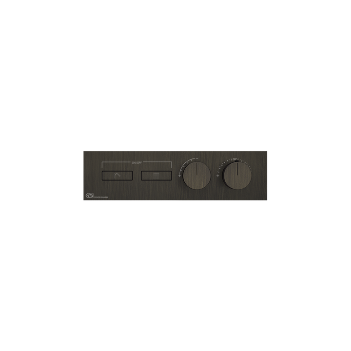 HI-FI Thermostatic Trim For Two Simultaneous Functions With Push Button On/Off Controls Showers GESSI Aged Bronze