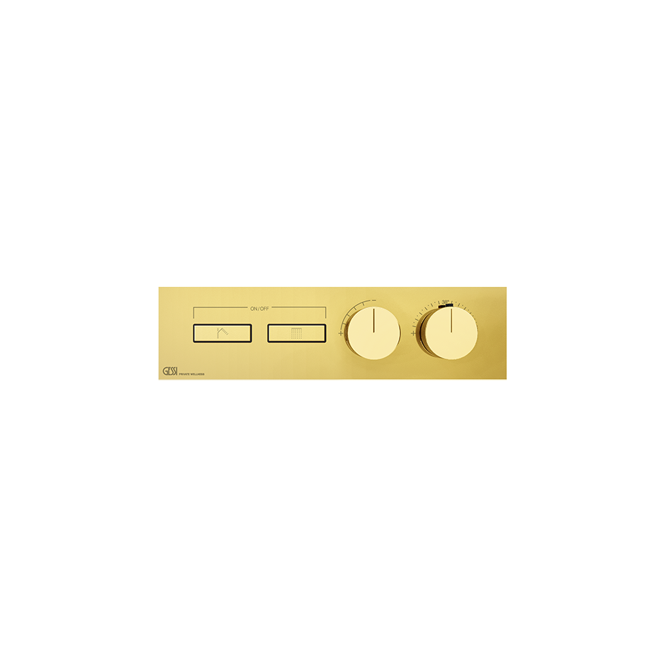 HI-FI Thermostatic Trim For Two Simultaneous Functions With Push Button On/Off Controls Showers GESSI Gold PVD