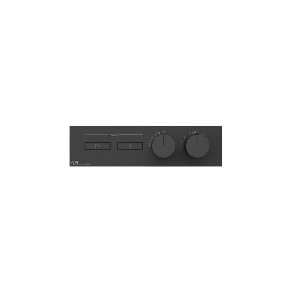 HI-FI Thermostatic Trim For Two Simultaneous Functions With Push Button On/Off Controls Showers GESSI Matte Black