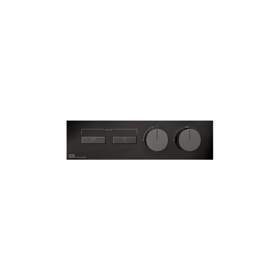 HI-FI Thermostatic Trim For Two Simultaneous Functions With Push Button On/Off Controls Showers GESSI Black Metal PVD